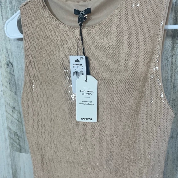 NWT EXPRESS Body Contour Collection Bodysuit Womens XS Nude Blush Sequin Party - Picture 3 of 5